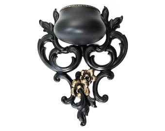 Gothic Wall Planter | Black & Gold Rococo Vase | Victorian Decor