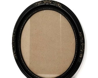 Ornate Black and Gold Oval Picture Frame | Victorian Gothic Wall Decor