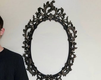 Enchanted Forest Mirror , Snow White Mirror, Large Black Mirror, Large Ornate Mirror, Gallery Wall Mirror, Vintage Frame, Gothic Home Decor