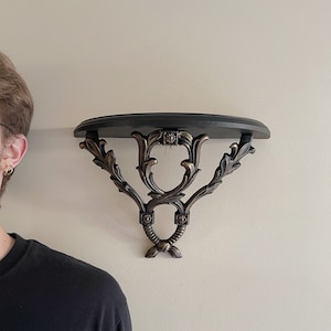 Gothic Wall Shelf | Black and Gold Victorian Display Ledge