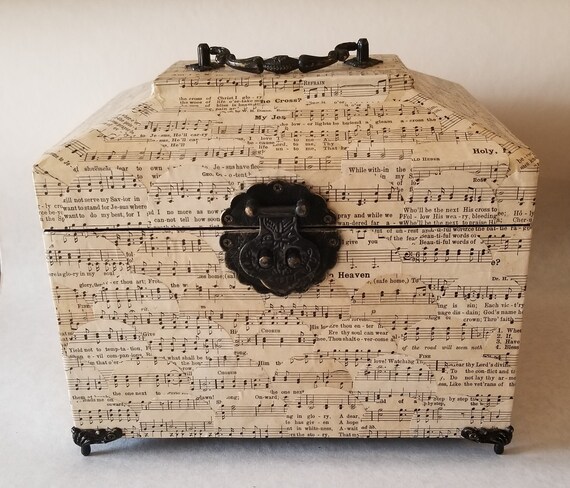 Decorative Box With Hinged Lid Antique Hymnal Covered Box Etsy