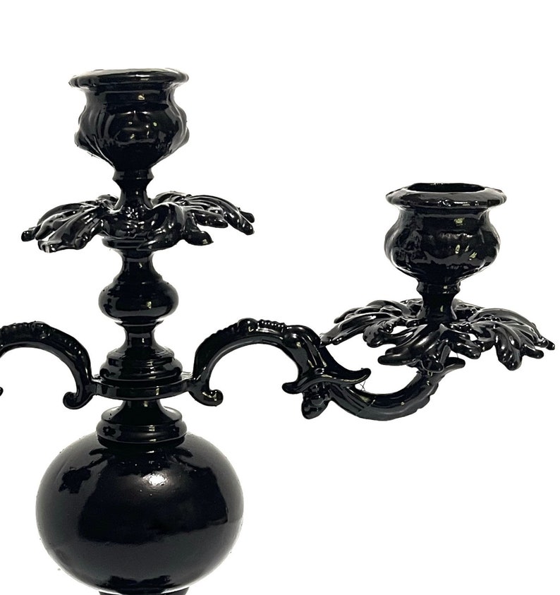 Black Candelabra 3 Arm Taper Candelabra Ornate Candke Etsy