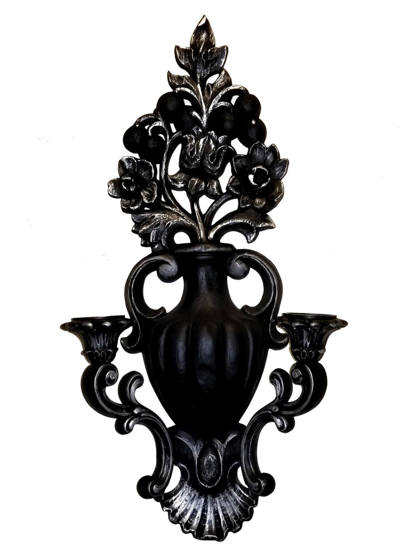 Victorian Goth Decor Vintage Wall Sconce Black Candle Etsy