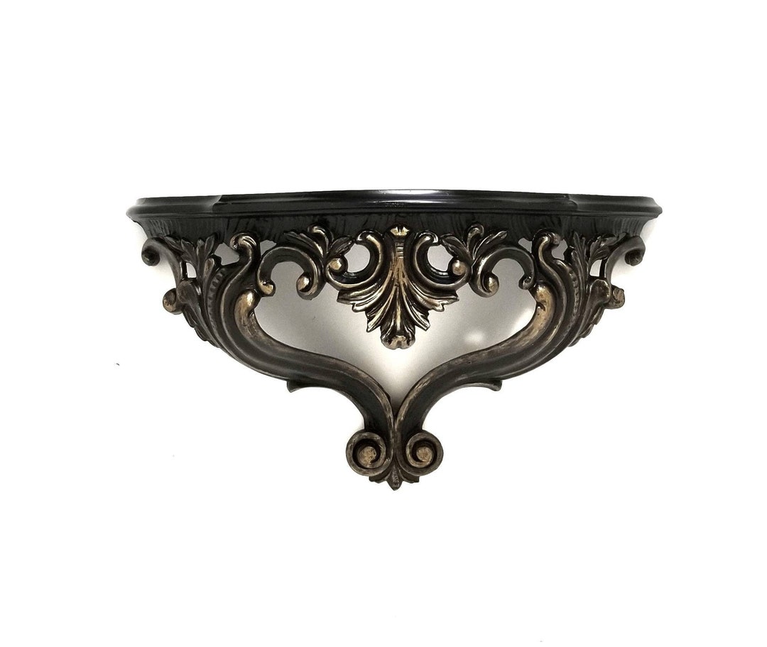 Gothic Black Wall Shelf | Ornate Baroque Scroll Shelf | Italian Decor ...