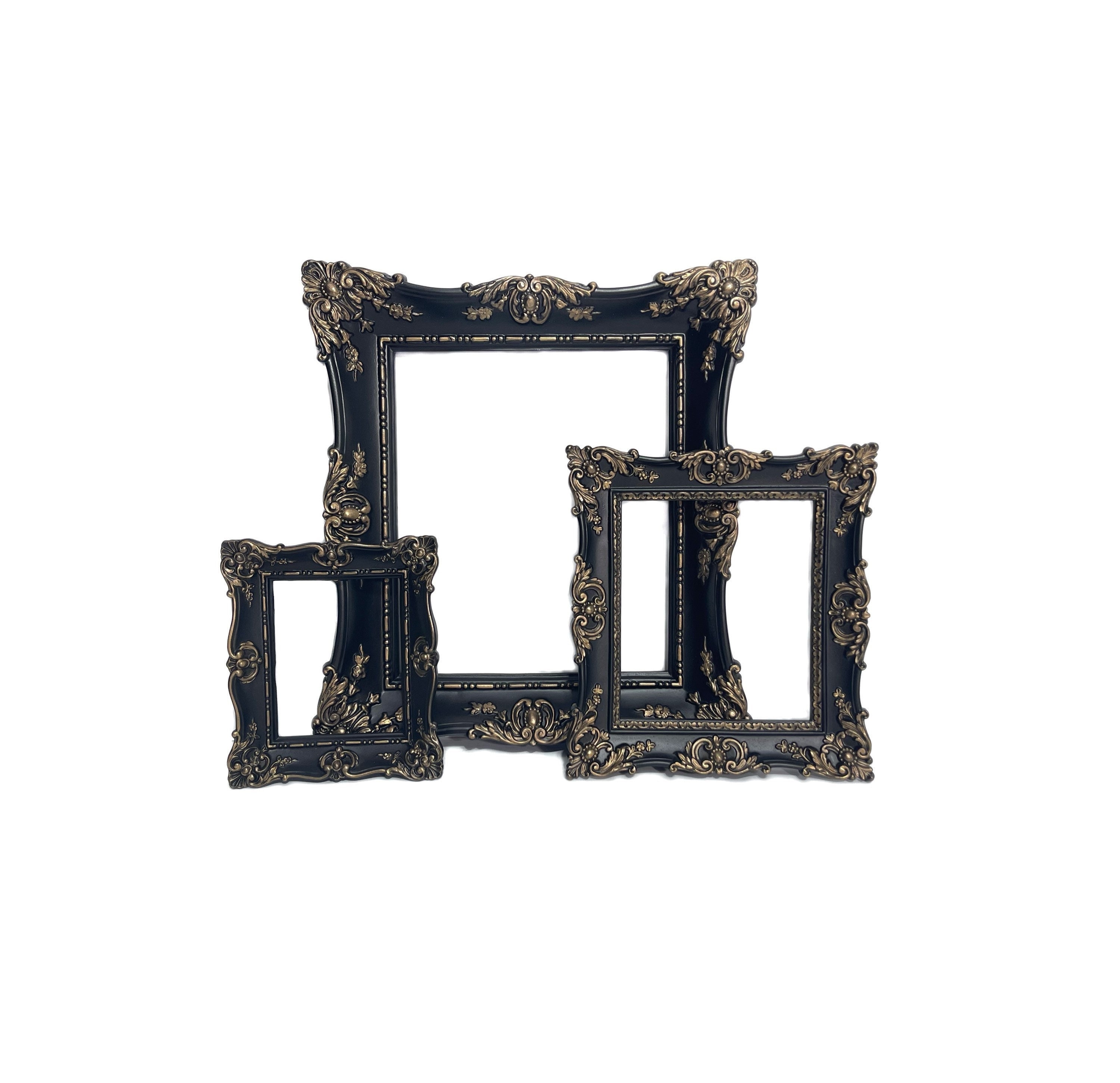 Black Picture Frames, Large Picture Frames, Large Wall Frames, Gallery Wall Frames, Vintage Frames, Ornate Black Frame, Black and Gold Frame