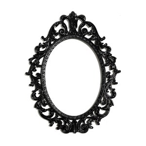 Black Ornate Oval Frame – Vintage Italian Wall Frame, Gothic Glass or Mirror Option