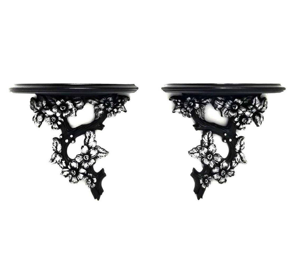 Black Floating Shelves Gothic Shelves Vintage Wall Shelves Etsy New