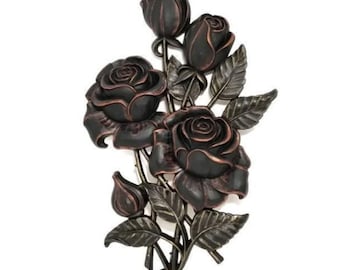 Gothic Rose Wall Plaque | Victorian Mourning Floral Accent | Color Options