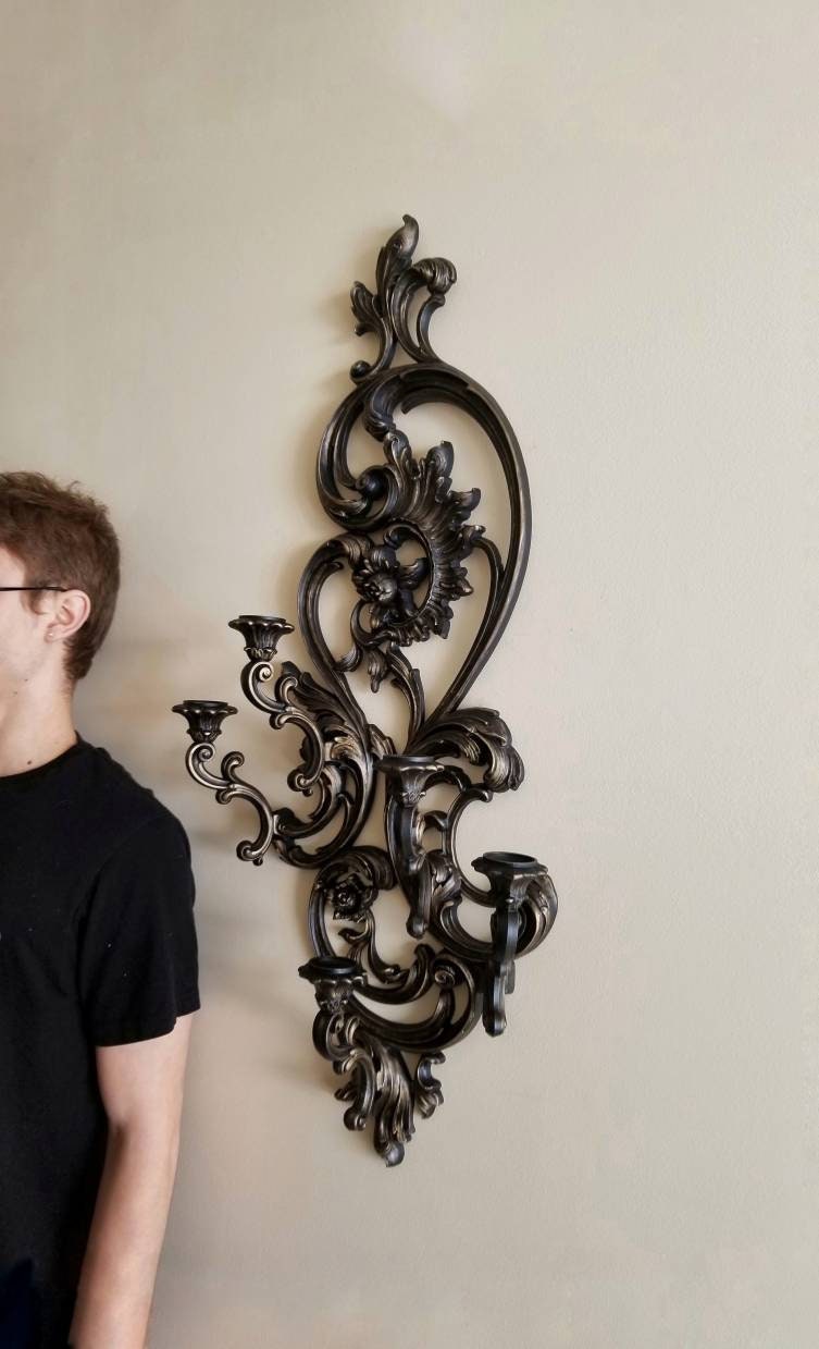 Gothic Victorian Wall Candlestick, Vintage Wall Sconce Gothic Victorian Wall Candlestick, Vintage Wall Sconce