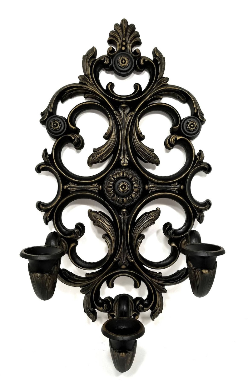 3 Candle Candelabra Gothic Victorian Wall Candlesticks Etsy