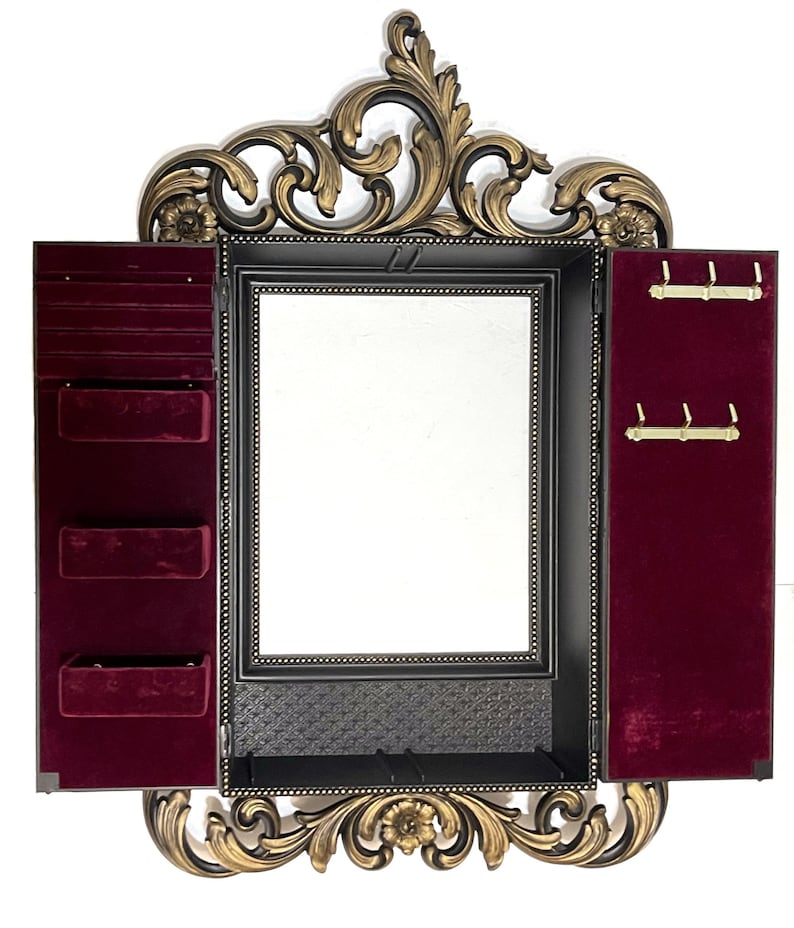 Gothic Jewelry Box Large Vintage Jewelry Box Mirror Jewelry Etsy