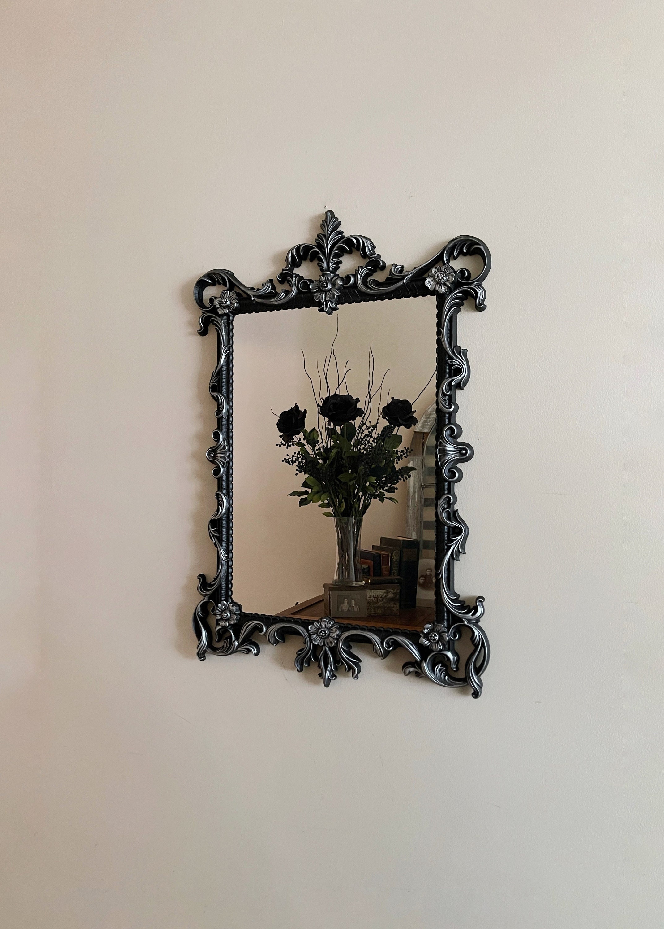 Gothic Wall Mirror | Ornate Black & Silver Victorian Frame - Etsy