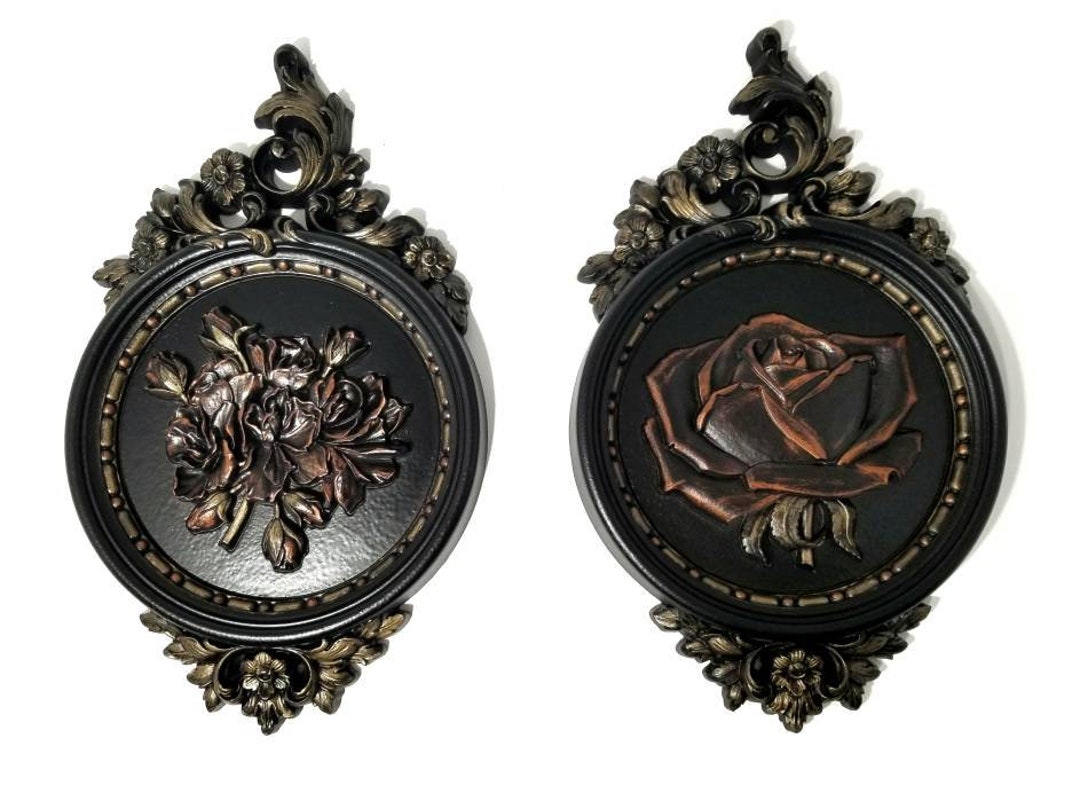 Gothic Rose Plaque Set | Rose Wall Art | Romantic Dark Home Decor - Etsy