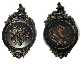 Gothic Rose Plaque Set | Rose Wall Art | Romantic Dark Home Decor