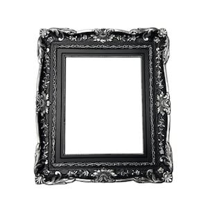 8x10 Gothic Picture Frame | Black Baroque Silver Wall Frame | Vintage Victorian Photo Display | Elegant Gothic Home Decor