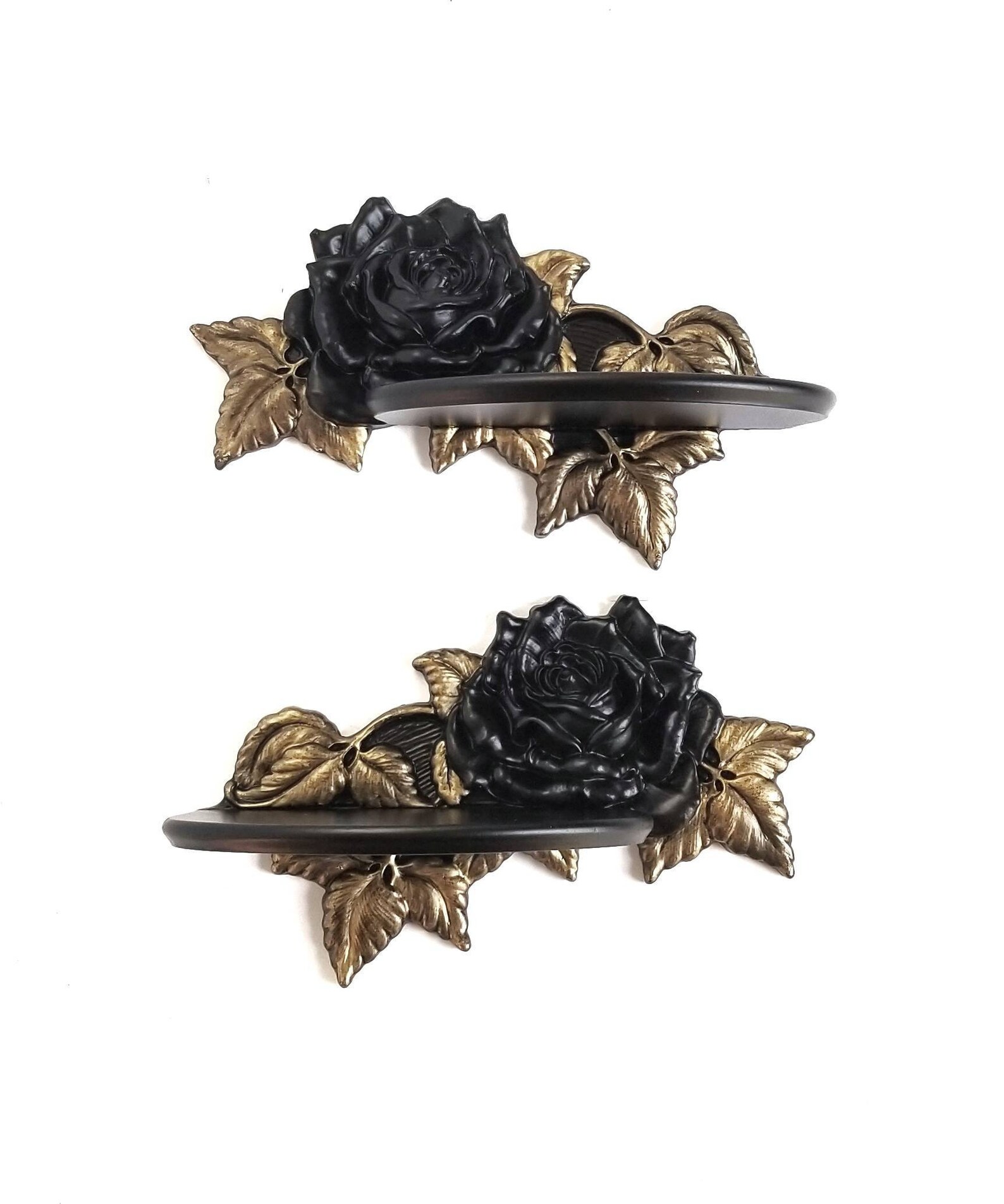 Black Floating Shelves Gothic Shelves Vintage Wall Shelves Etsy