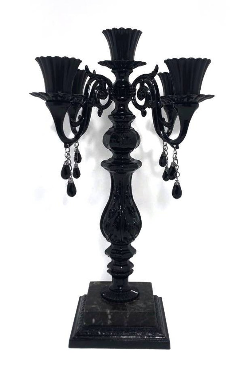 Black Candelabra 5 Arm Candelabra Ornate Candle Holder Etsy