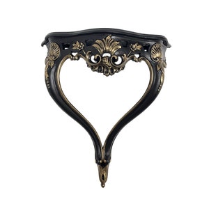 Gothic Heart Wall Shelf | Black and Gold Victorian Accent | Gallery Wall Decor