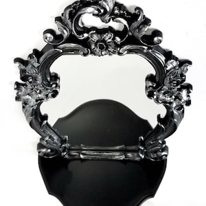 Gothic Silver Mirror Shelf | Baroque Wall Mirror | Victorian Vanity Decor image 8