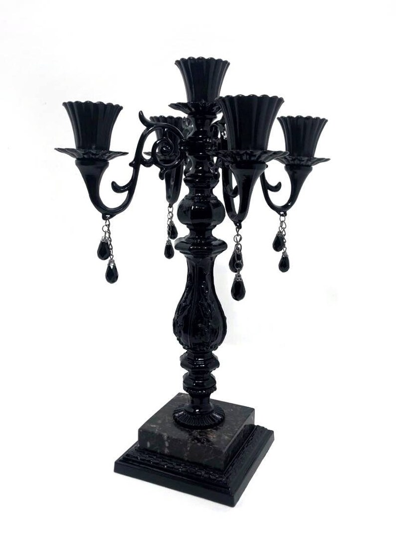 Black Candelabra 5 Arm Candelabra Ornate Candle Holder Etsy