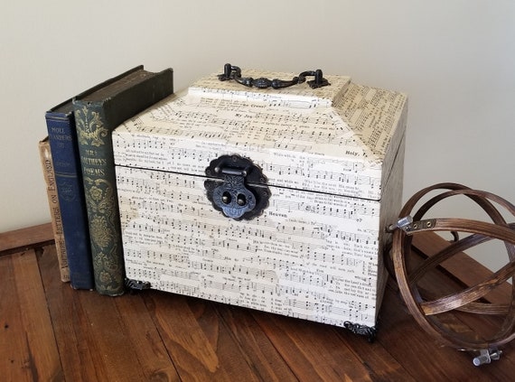 Decorative Box With Hinged Lid Antique Hymnal Covered Box Etsy