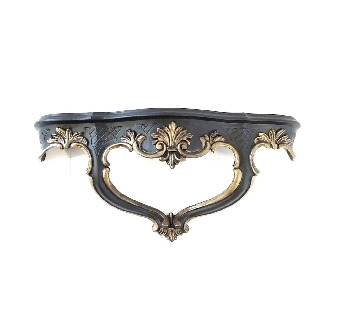 Large Gothic Shelf, Gothic Home Decor, Vintage Black Wall Shelf