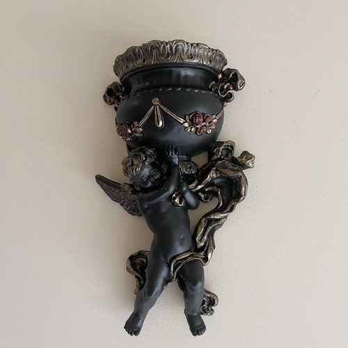 Gothic Cherub Wall Planter | Victorian Angel Vase | Rococo Baroque Home Decor