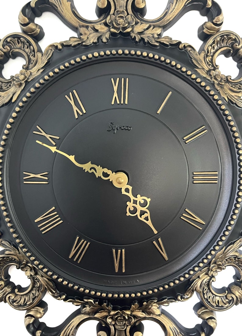 Gothic Clock Vintage Clock Large Black Clock Ornate Clock Etsy