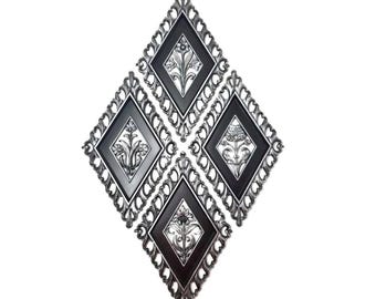 Set of 4 Gothic Floral Wall Plaques | Vintage Gothic Decor | Color Options