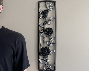 Black Rose Wall Plaque | Victorian Gothic Wall Art | Dark Romantic Decor