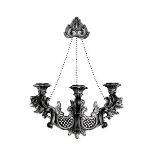 Silver Gothic Wall Sconce | 3-Candle Victorian Baroque Decor