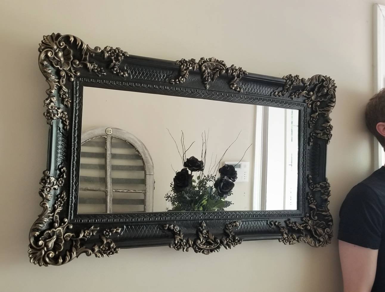 Miroir mural style baroque 50 cm noir | Leroy Merlin