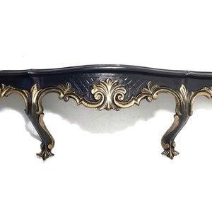 Gothic Baroque Wall Shelf | Black & Gold Ornate Floating Shelf | Vintage Italian Decor