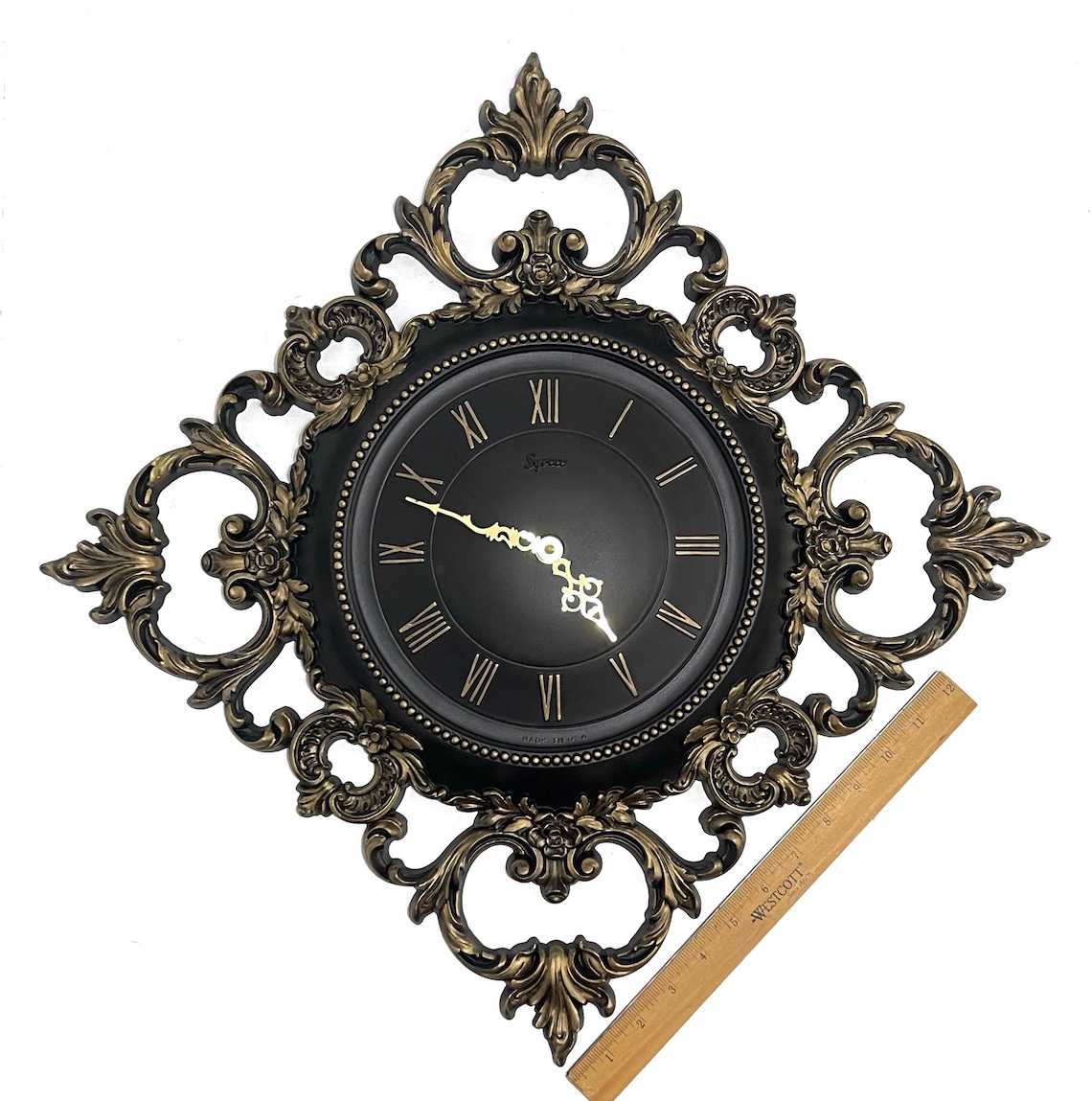 Gothic Clock Vintage Clock Large Black Clock Ornate Clock Etsy