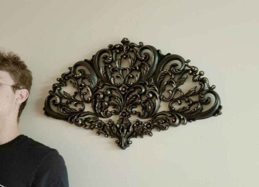Victorian Goth Decor, Vintage Wall Plaque, Fan Decor, Black Wall Art ...