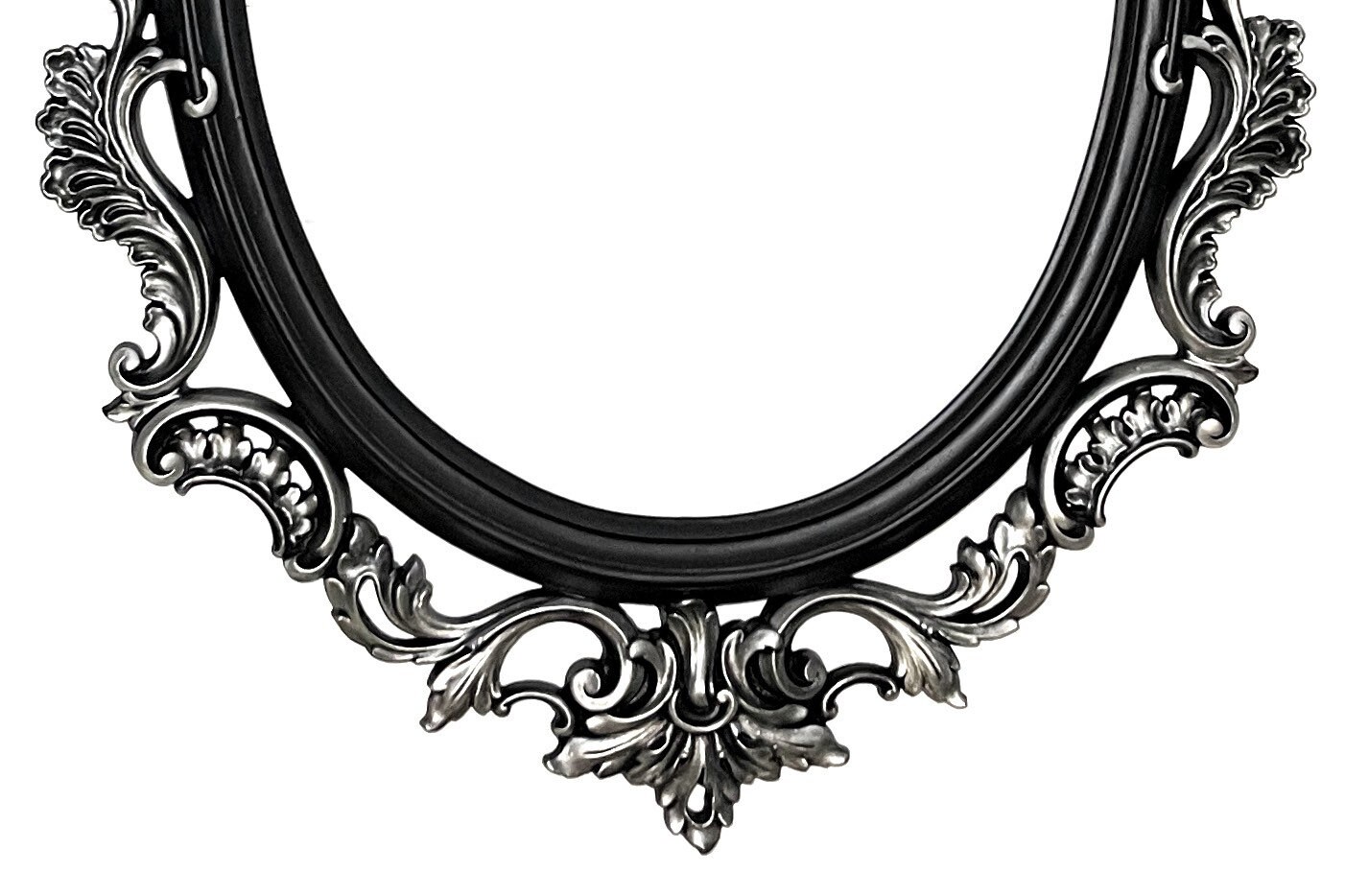 ブラック＆シルバーゴシックミラー | 大型装飾壁掛けミラー | バロック