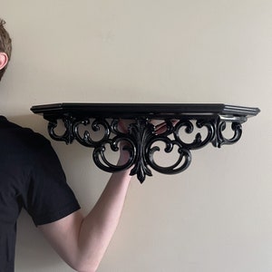 Vintage Burwood Shelf, Black Wall Shelf, Large Shelf, Black Floating Shelf, Ornate Shelf, Gothic Victorian Decor, Gothic Home Decor