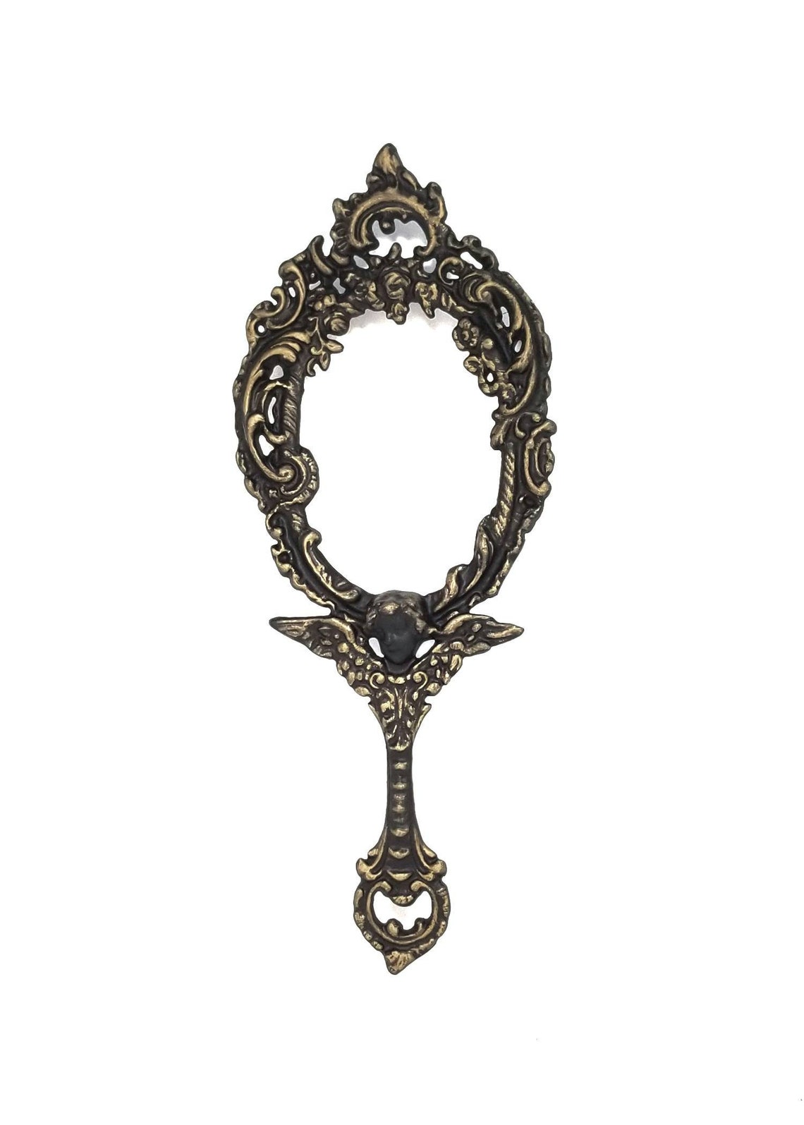 Ornate Hand Mirror Vintage Mirror Gothic Mirror Brass Etsy