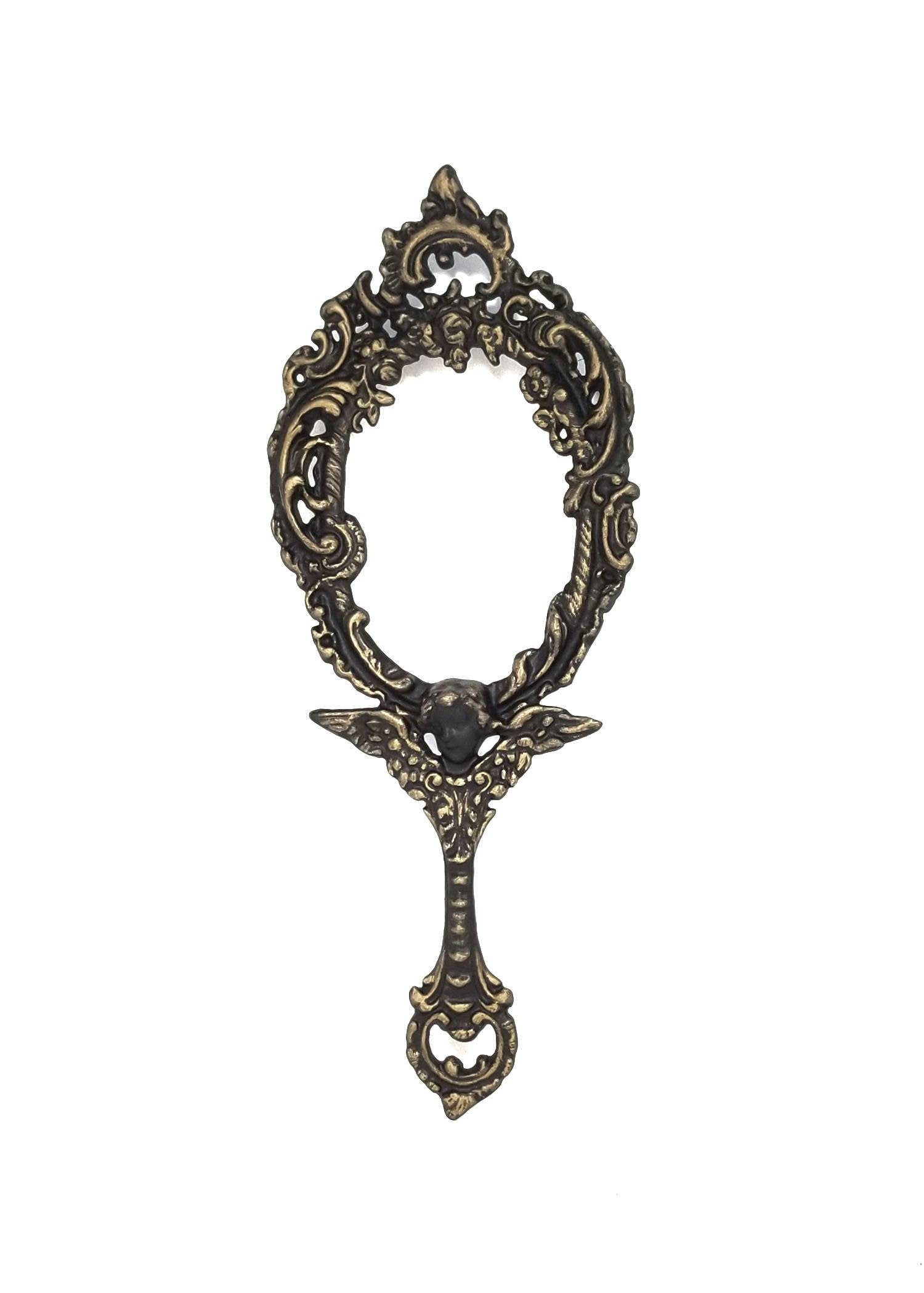 Ornate Gothic Hand Mirror | Vintage Metal Angel Vanity Mirror - Etsy