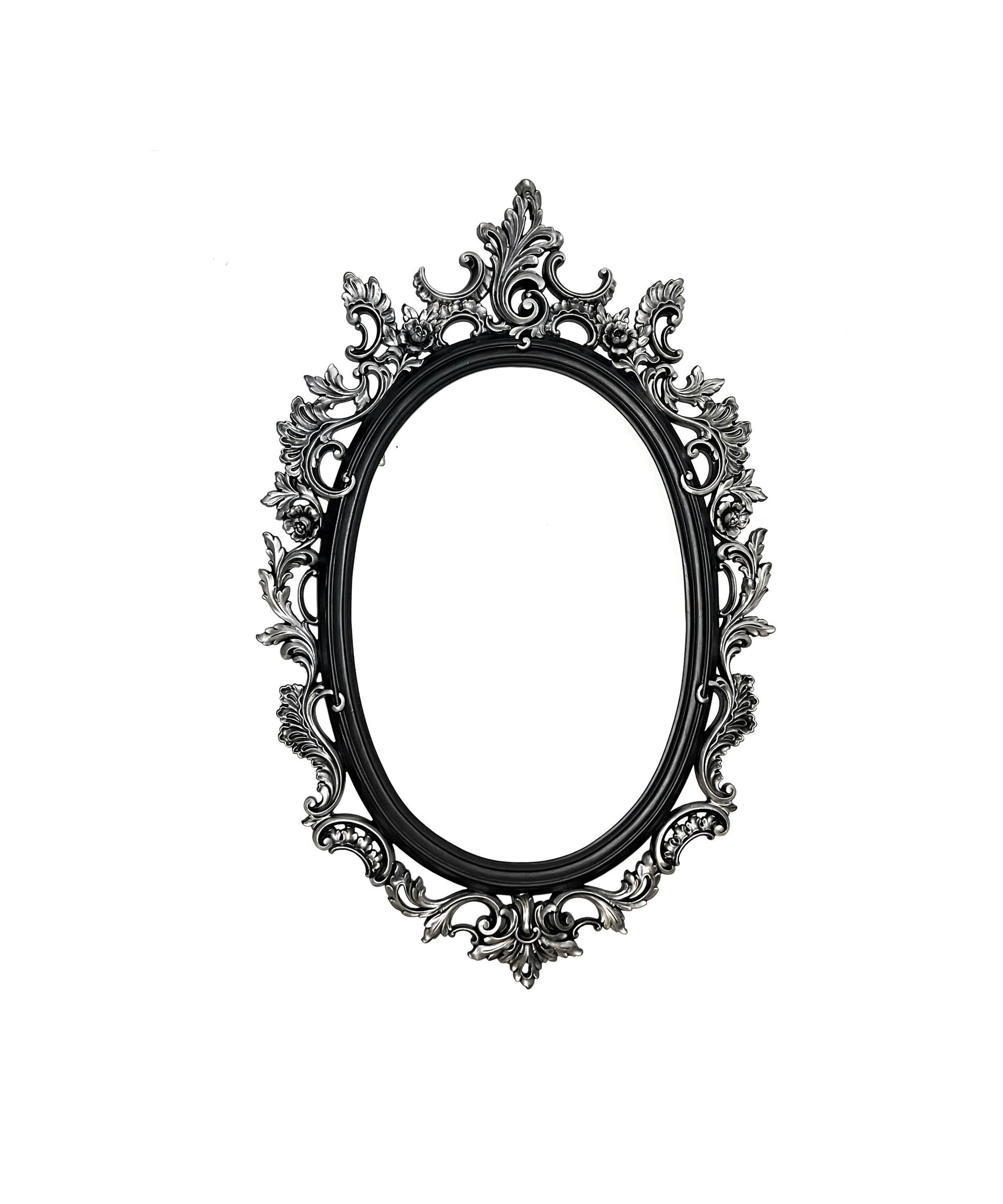 ブラック＆シルバーゴシックミラー | 大型装飾壁掛けミラー | バロック