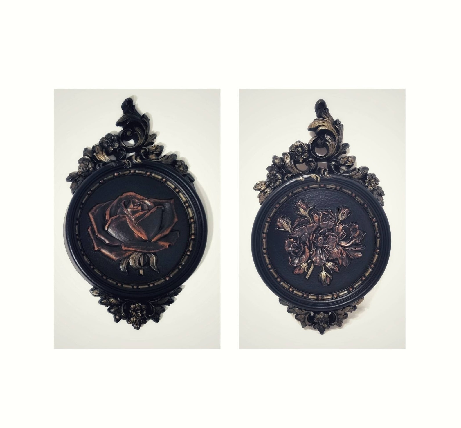 Gothic Rose Plaque Set | Rose Wall Art | Romantic Dark Home Decor - Etsy