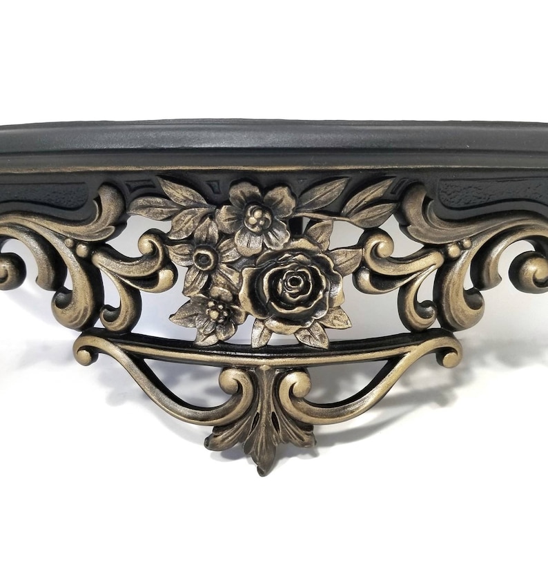 Black Wall Shelf Large Shelf Black Floating Shelf Ornate Etsy