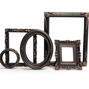 Gothic Picture Frame Set | Baroque Wall Art | Gold Accent Decor