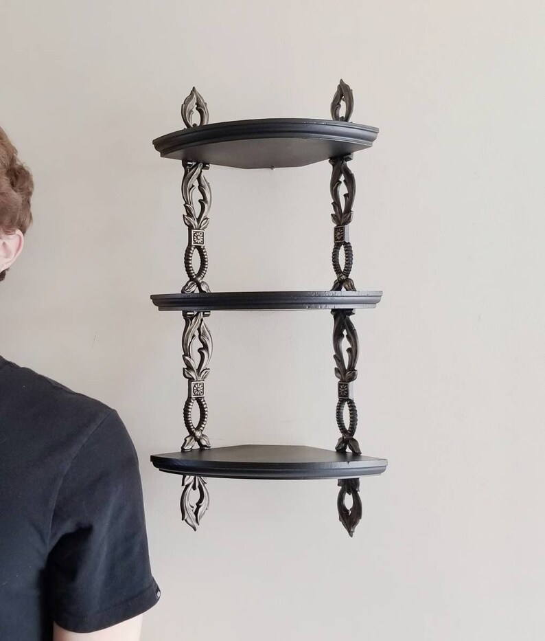 Corner Wall Shelf Corner Shelf Floating Gothic Shelf Tiered Etsy
