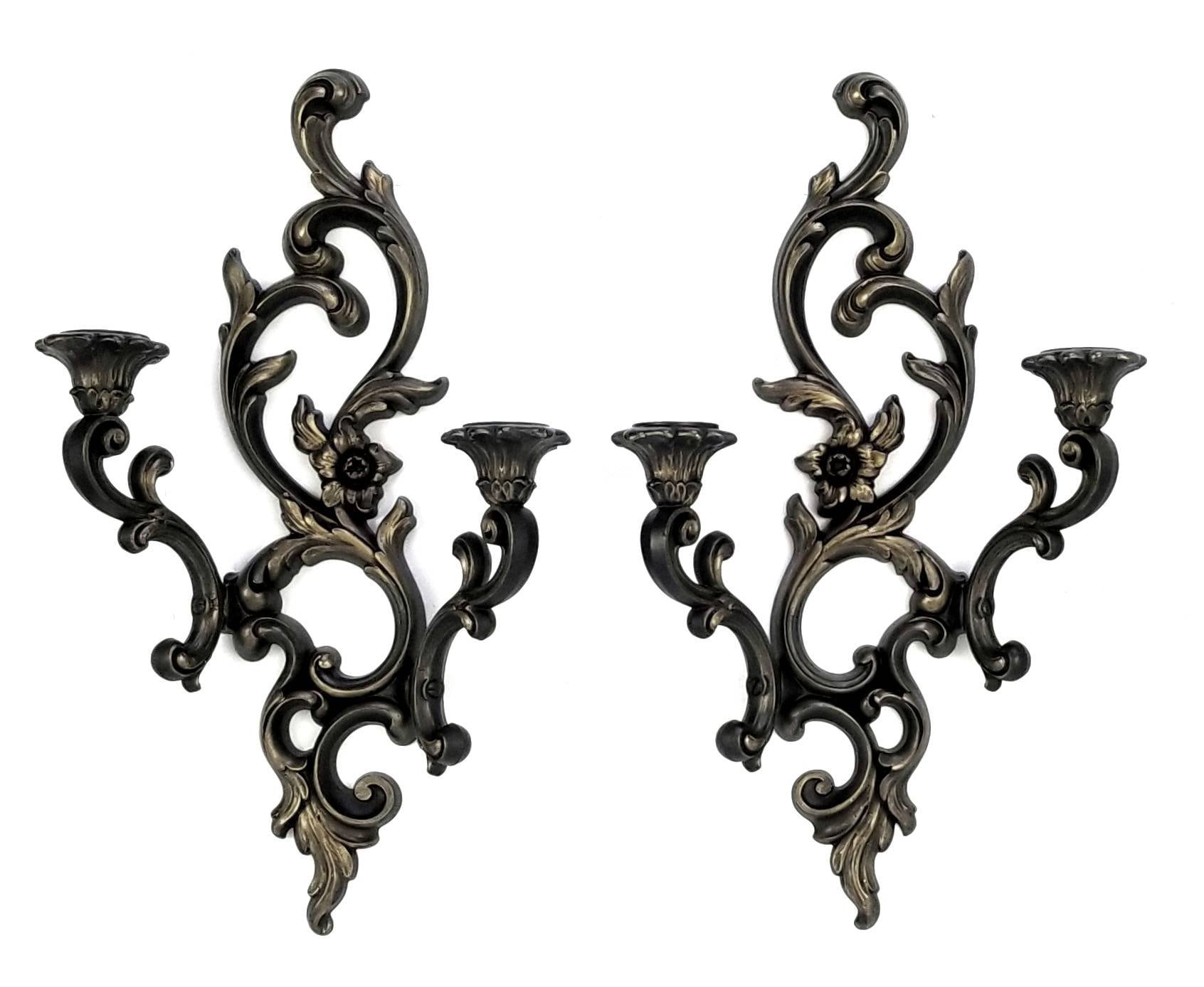 Victorian Gothic Wall Sconce Double Candle Holder Vintage Dart Ind Black  Metallic Ruby Goth Home Decor Ornate Baroque Candlesticks -  Canada