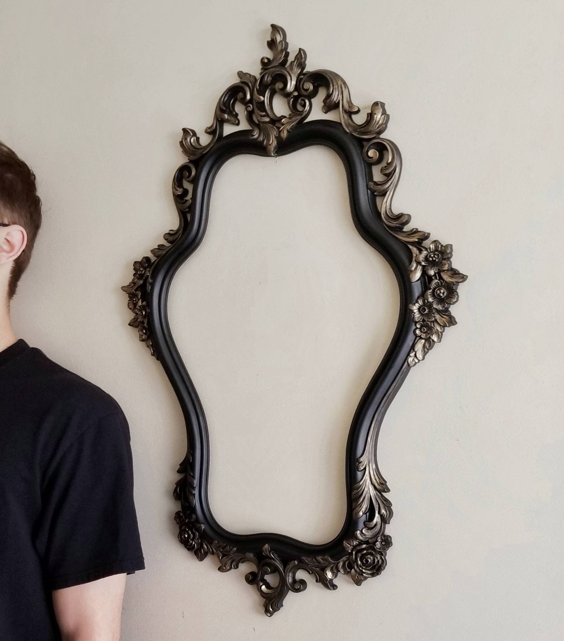 Large Gothic Black Ornate Wall Mirror | Baroque Rococo Style