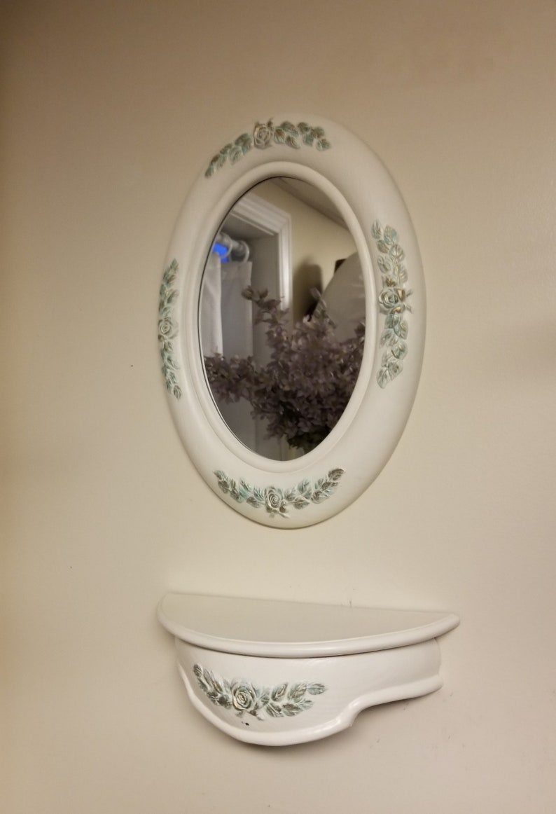 French Country Mirror And Shelf Set Vintage Decor Parisian Home