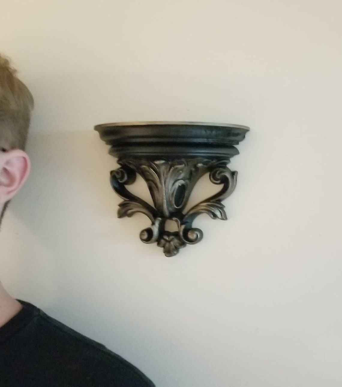 Small Black Wall Shelf Black Floating Shelf Ornate Shelf Etsy