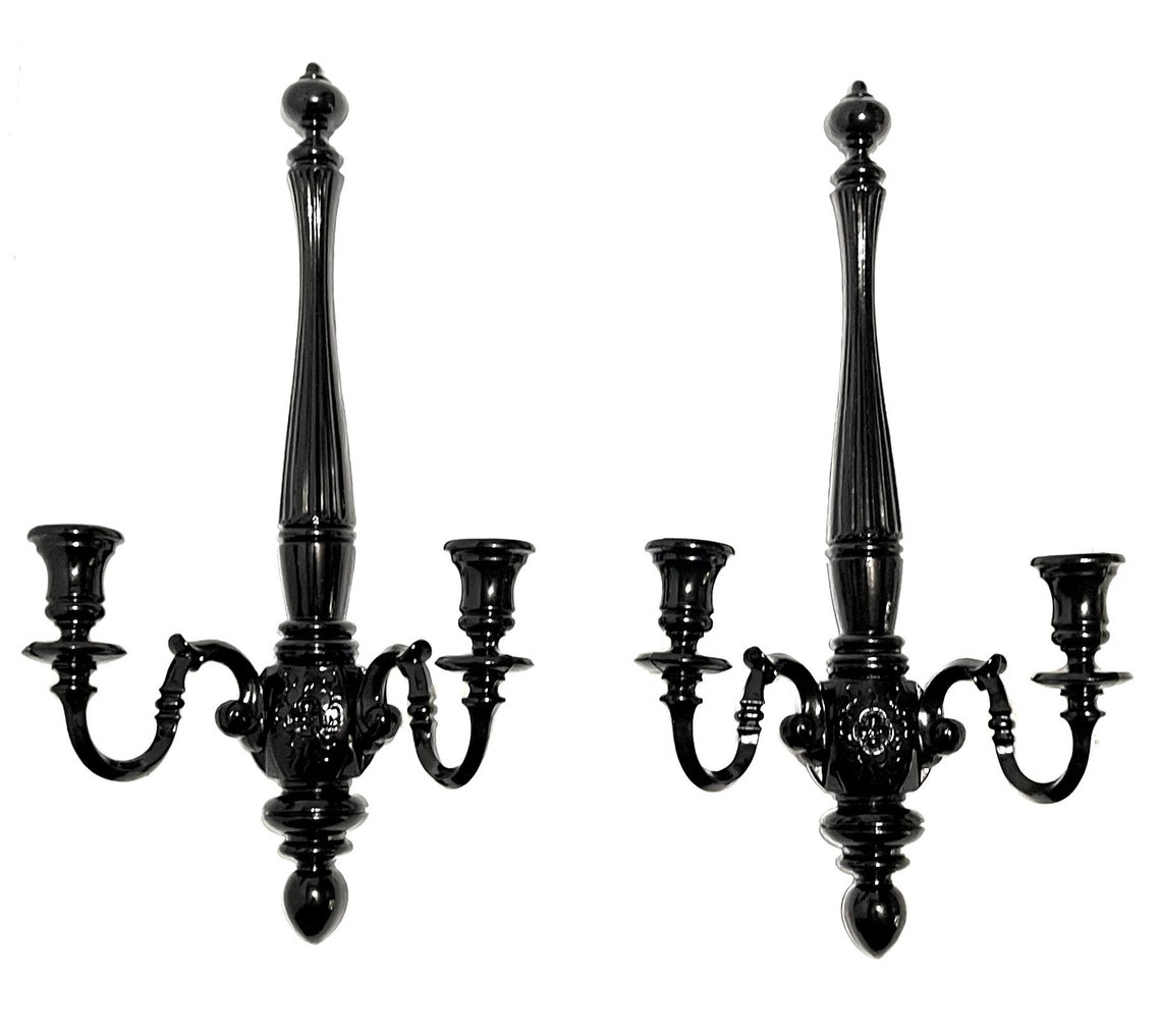 Victorian Goth Decor Vintage Wall Sconce Black Candle Etsy