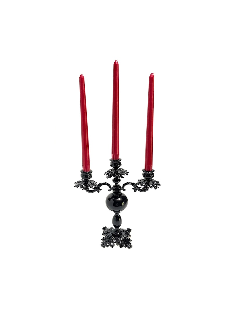 Black Candelabra 3 Arm Taper Candelabra Ornate Candke Etsy